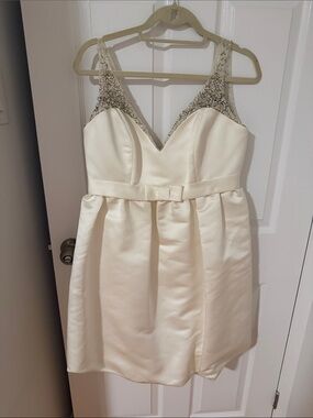Ivory Beaded Strap Satin Wedding Dress